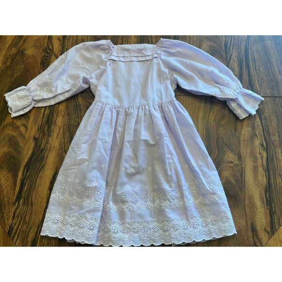 Vtg Love Sz 6? Girls Dress Eyelet Cotton Light Purple Prairie Cottagecore - Picture 1 of 11